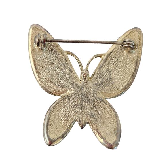 Vintage Butterfly Brooch Lot Enamel Rhinestone Gold Tone Pin Yellow Blue - Picture 3 of 12